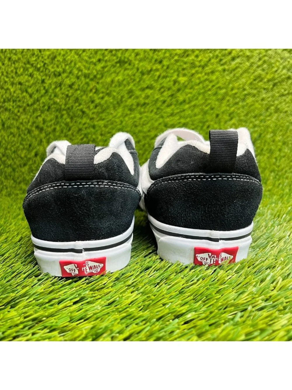 Vans Knu Skool Womens Size 8.5 Mens 7 Black White Athletic Skate Shoes Sneakers